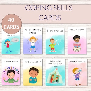 Flashcard Abilità di coping Carte Angolo calmante per bambini Regolazione emotiva Apprendimento sociale emotivo Sentimenti Strategie di coping Cassetta degli attrezzi