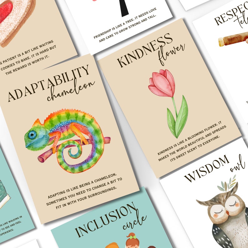 Value Cards Psychology Acceptance and Commitment Therapy For Kids Social Emotional Learning School Counselor Tool Mental Wellness ACT Values