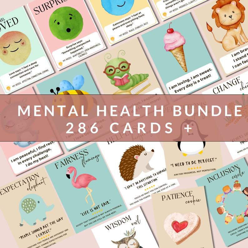 School Counselor Mental Health Bundle Emotional Regulation Kid Mental Wellness Teacher Resources Social Worker Mental Wellbeing Therapy Card