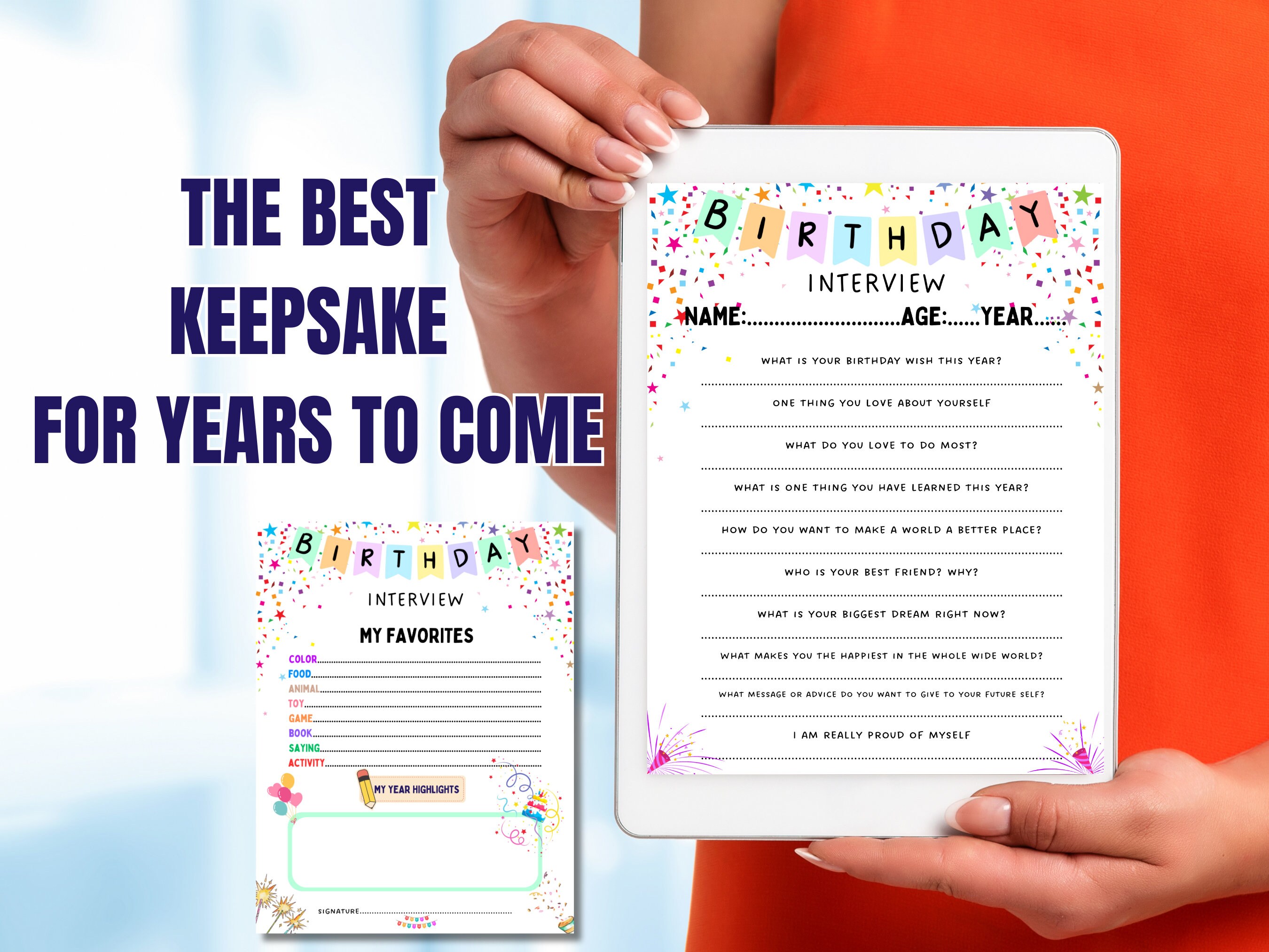 Kid Birthday Interview Printable Questionnaire Kid Memory - Etsy