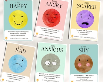 Kid Emotion Card Emotional Regulation Social Psychology Feeling Card Zone of Regulation Calming Corner Anxiety Relief Therapy Tool Counselor