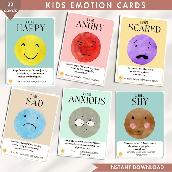 Kid Emotion Card Emotional Regulation Social Psychology Feeling Card Zone of Regulation Calming Corner Anxiety Relief Therapy Tool Counselor