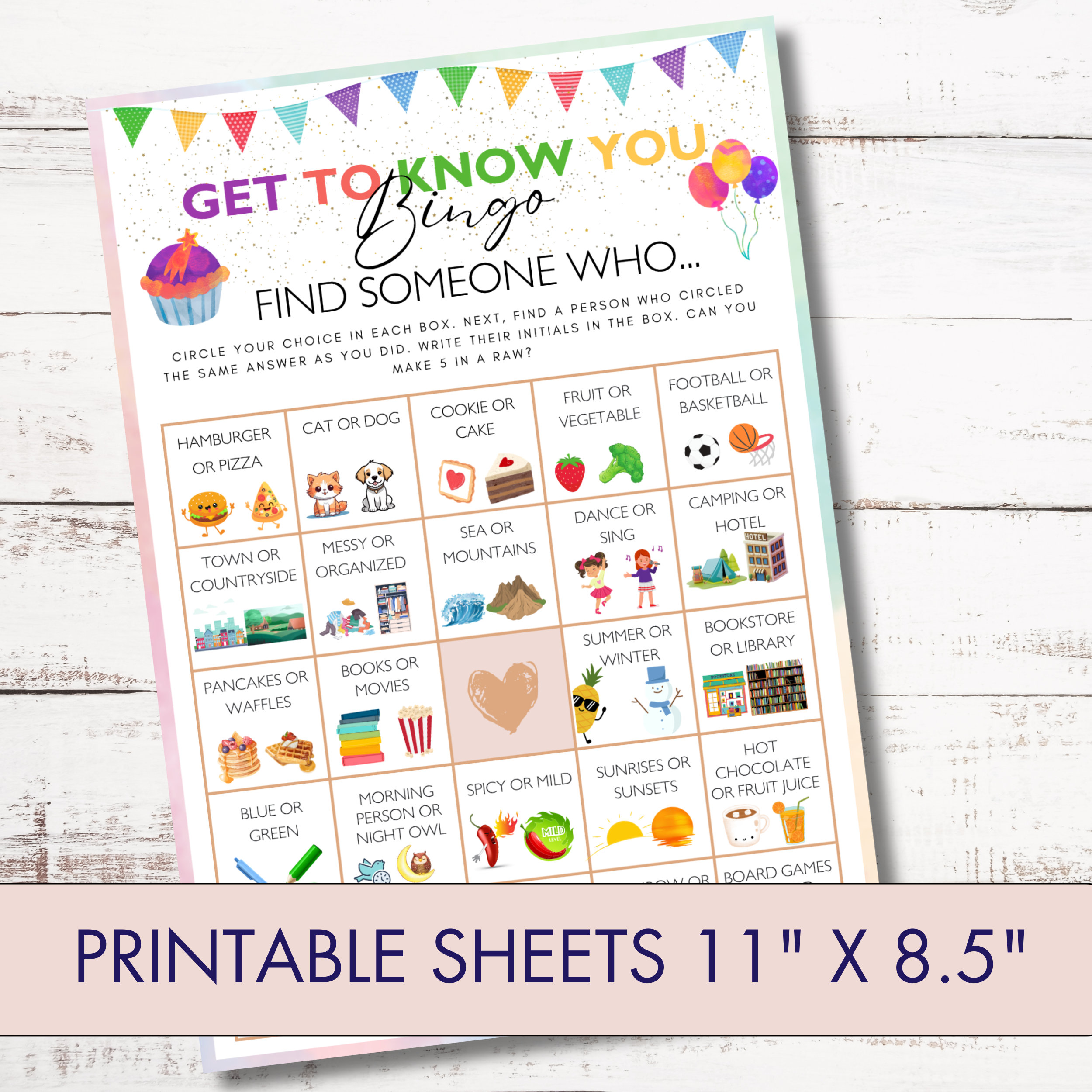 Find Someone Who Bingo Get to Know You Game Kids Bingo Family Game