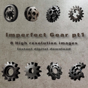 Dark Industrial Cogs PNG Set, Machine Parts Graphics, Heavy Metal Cogwheels, Rust Textured Gear Elements, Digital Download PNG
