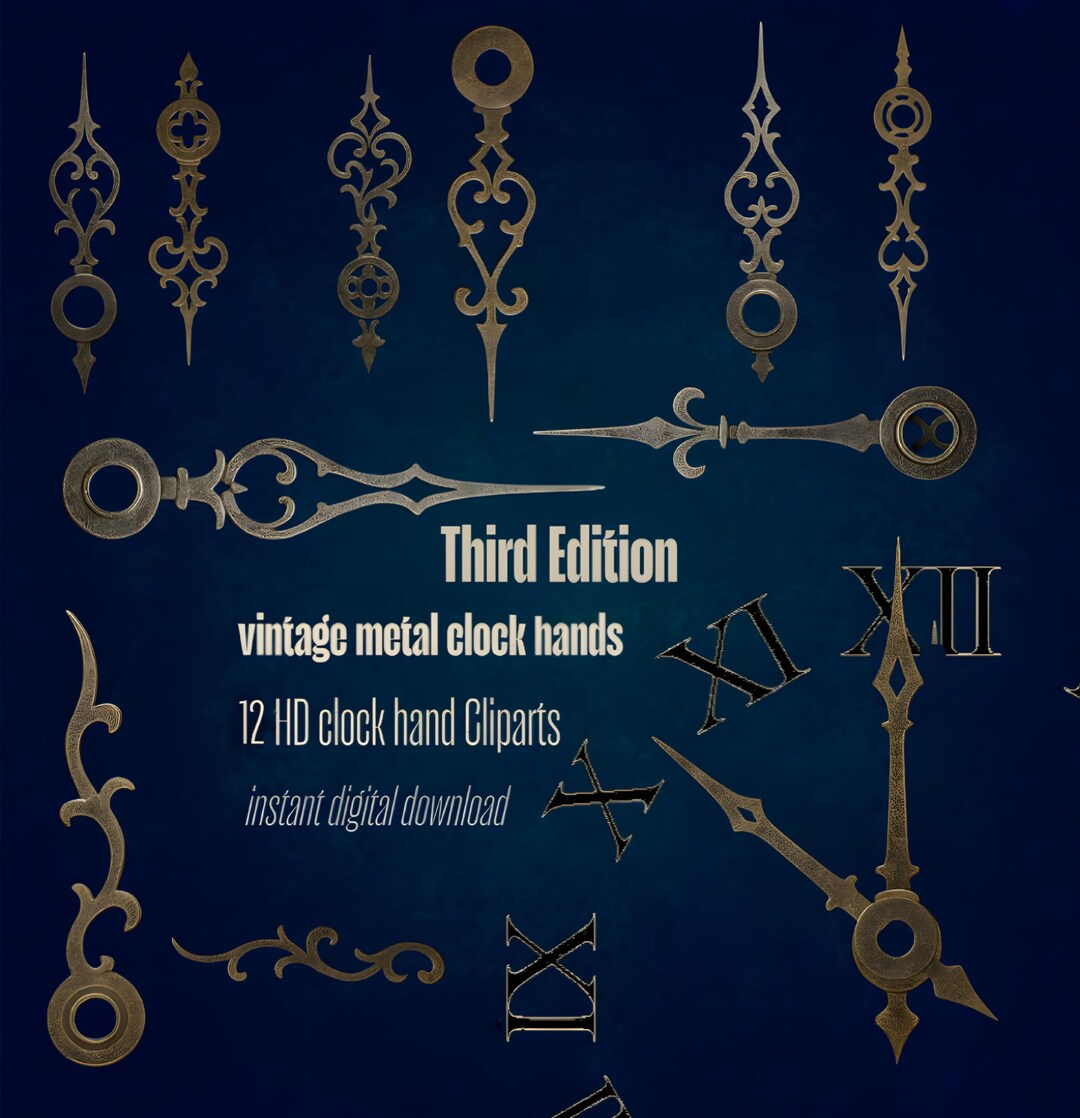 Vintage Clock Hands PNG – Steampunk Time Design Elements (set of 12 ...