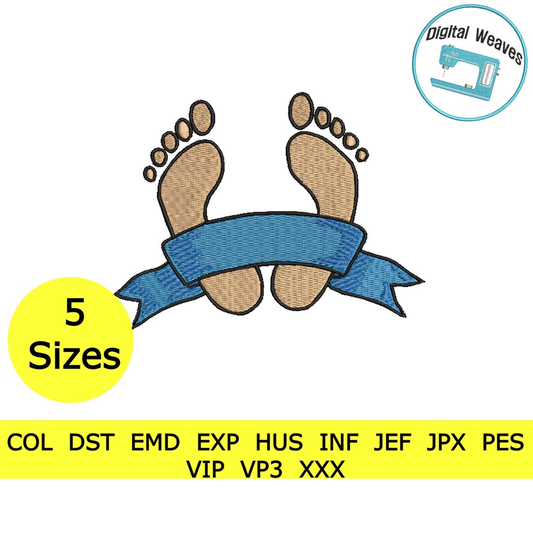 Baby Feet Embroidery Design Cute Baby Feet Embroidery Baby Etsy