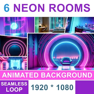Animated Background | 6 Neon Rooms | Seamless Loop, Stream Overlay, Twitch, YouTube &  Zoom Overlay, Cyberpunk
