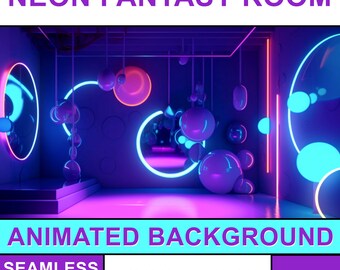 ANIMATED BACKGROUND | Neon Room | Cyberpunk Neon Room | Fantasy Style Seamless Loop Vtuber Twitch Stream Overlay Background