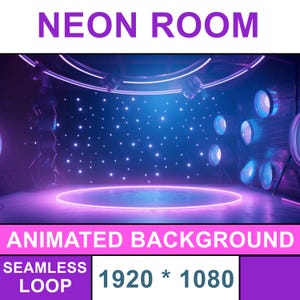 アニメーション背景 | ネオンルーム | Vtuber 背景、シームレス ループ、Twitch、ストリーム オーバーレイ背景