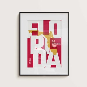 Florida Map, Florida Wall Art, Florida Decor, Wall Art Set of 3