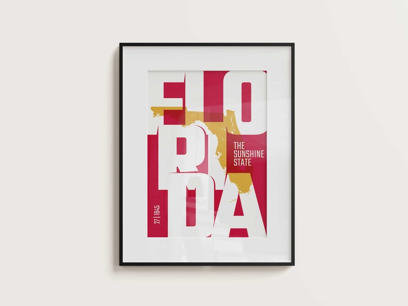 Florida Map, Florida Wall Art, Florida Decor, Wall Art Set of 3