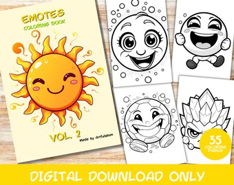 35 Emotes Volume 2 Coloring Pages Book, Kids, Adults, Instant Download, Coloring Pages, Printable PDF, Magical, Fantasy, Cute, Digital