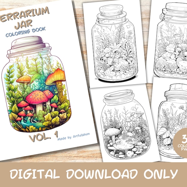 Terrarium Coloring Book Etsy