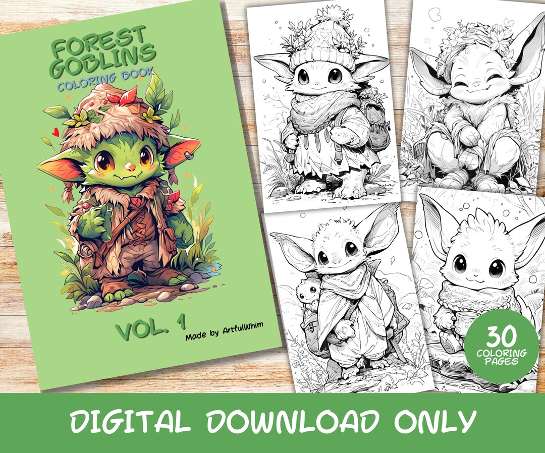 30 Forest Goblins Volume 1 Coloring Pages Book, Kids, Adults Instant ...