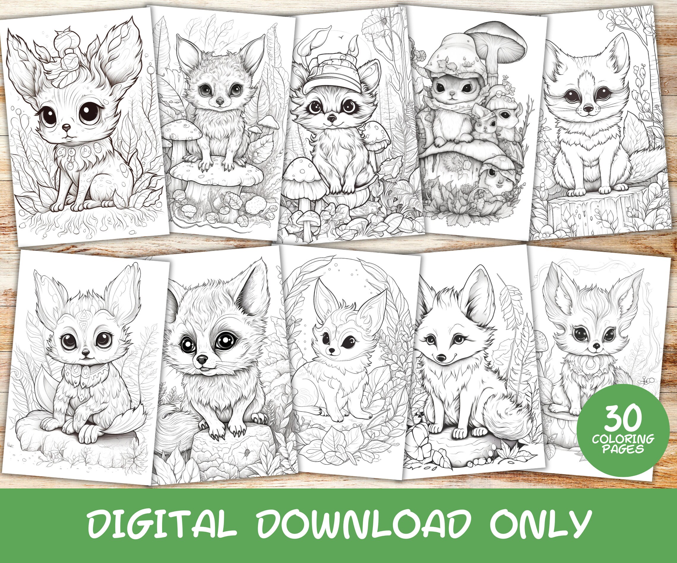 30 Little Forest Creatures Volume 2 Fantasy Coloring Pages Book, Kids ...