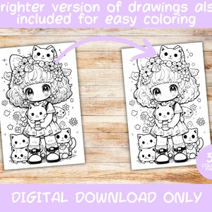 30 Kawaii Coloring Pages Volume 7, Kids, Adults, Instant Download Grayscale Coloring Page, Printable PDF, Cute kawaii, Digital Download image 5