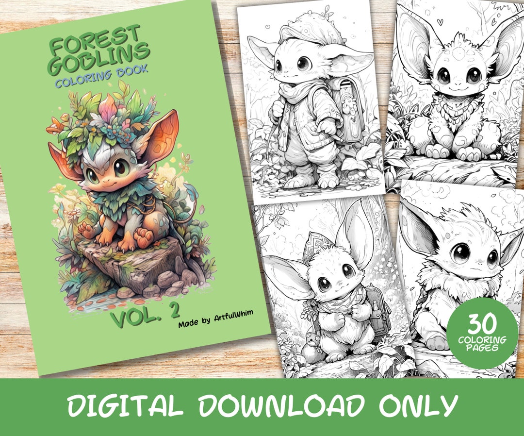 30 Forest Goblins Volume 2 Coloring Pages Book, Kids, Adults Instant ...