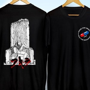 T-shirt Anime Akira 'Good For Health Bad For Education' - Coupe Ample, Manches Courtes, Motif Graffiti - Unisexe, Polyester - 14