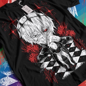 Unisex Horror Manga Creepy Girl T-Shirt, Dark Anime Gothic T-Shirt, Manga Gothic T-Shirt Inactive
