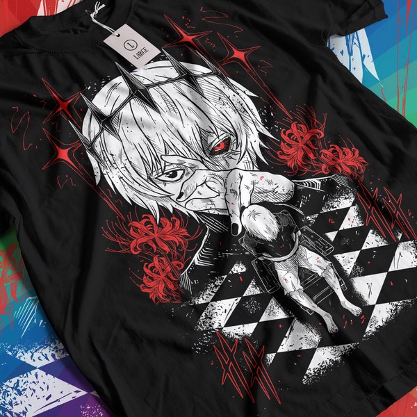 Unisex Horror Manga Creepy Girl T-Shirt, Dark Anime Gothic T-Shirt, Manga Gothic T-Shirt Inactive