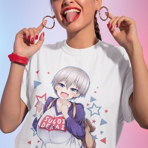 Unisex Waifu Material Anime T-Shirt, Sugoi Dekai Anime Girl Lewd Shirt, Japanese Kawaii Otaku Shirt