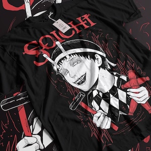 Unisex Horror Manga Creepy Girl T-Shirt, Dark Anime Gothic T-Shirt, Manga Gothic T-Shirt Inactive