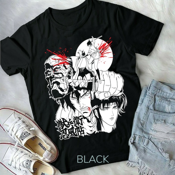 THE SHISHIKUI✴︎Shirt / MELTY GEIGE Ninja Scroll Jubei Kibagami Retro Anime T-shirt, Manga Waifu Shirt