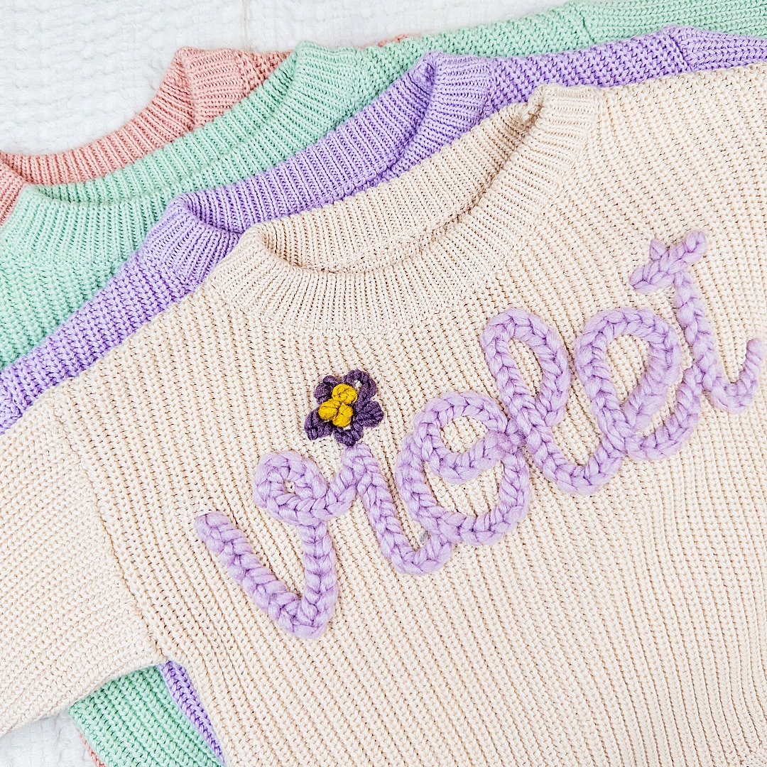 Personalized Baby Sweater With Handembroidered Name Name Sweater Baby