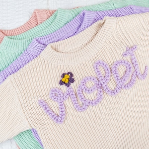 Personalized Baby Name Sweater, Embroidered Children Sweatshirt, Knit Sweater Toddler, Custom Baby Sweater with Name, Customized Baby Gifts