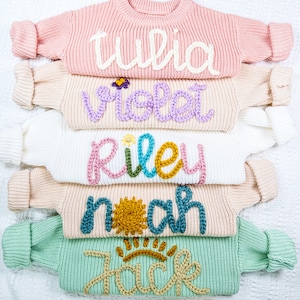 Personalized Hand-Embroidered Baby Sweater | Custom Knit Newborn Gift | Unique Toddler Outerwear | Crochet Baby Sweater | Baby Shower Gift