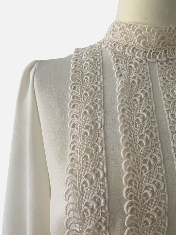 LEONA Finnish Vintage cream long sleeved blouse w… - image 5