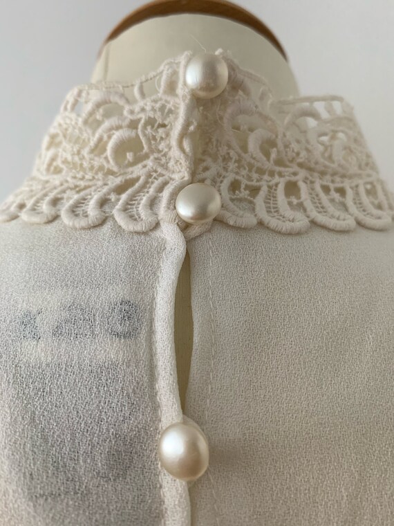 LEONA Finnish Vintage cream long sleeved blouse w… - image 7