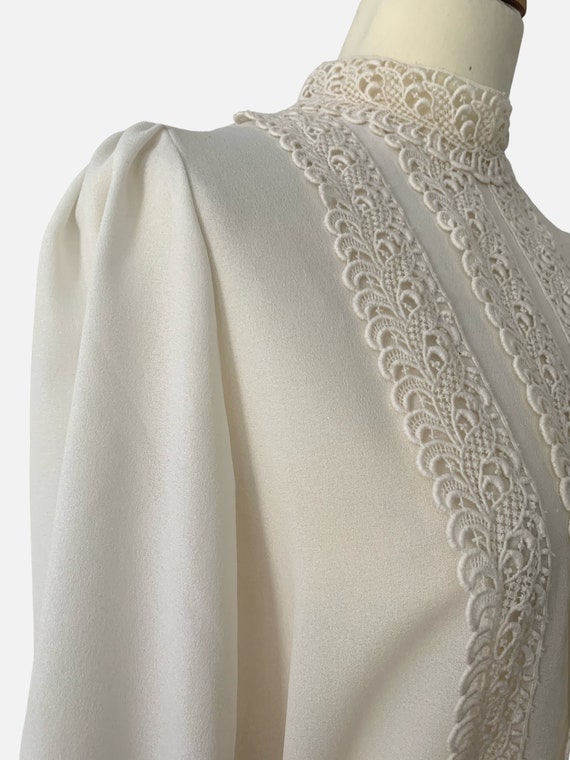 LEONA Finnish Vintage cream long sleeved blouse w… - image 6