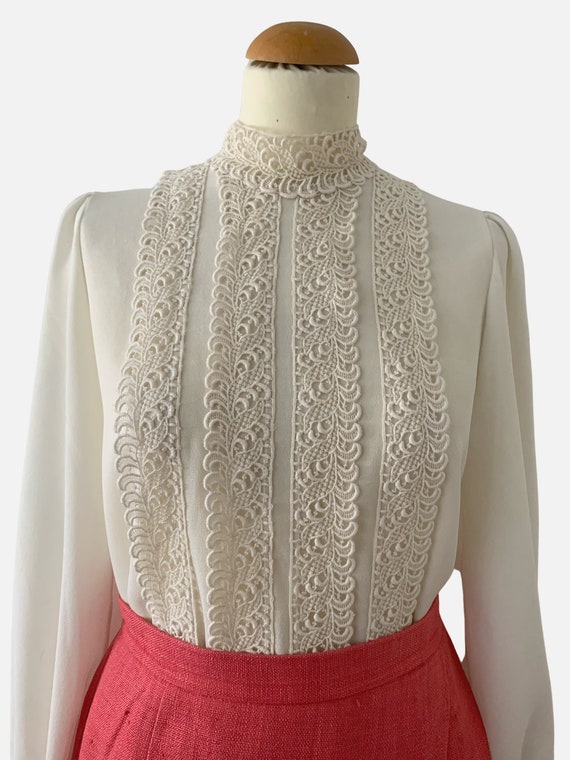 LEONA Finnish Vintage cream long sleeved blouse w… - image 3