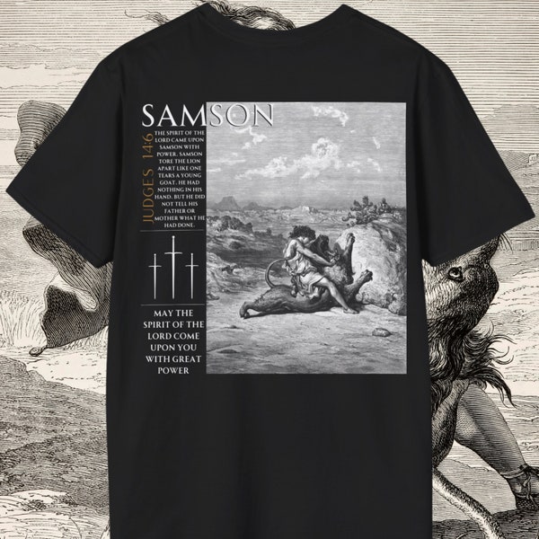 SAMSON and the lion BIF, Comfort Colors, BIF.| Christian T-Shirt | Trendy TShirt | Bible Verse T-Shirt, Pump Cover Man