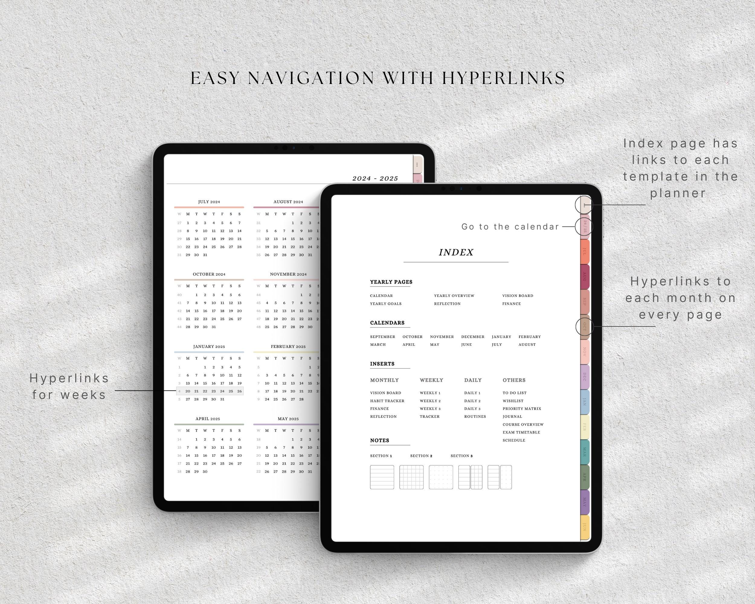 Academic Digital Planner 2024/2025, Weekly Planner 24/25 Goodnotes ...