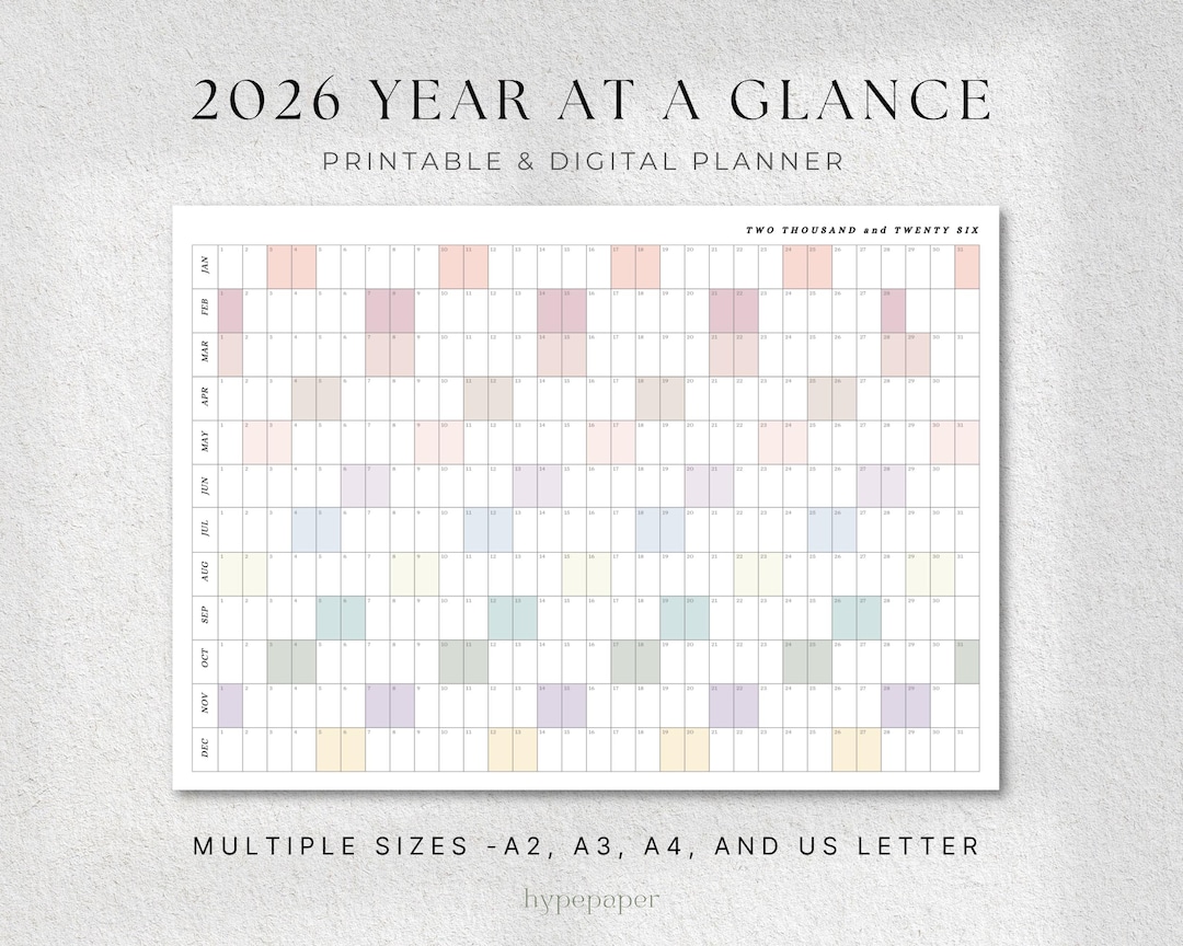 Buy 2026 Year at A Glance, 2026 Wall Planner, Landscape Calendar ...