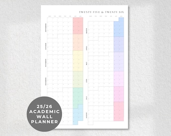 2025-2026 Academic Wall Calendar, Large Portrait Planner, From Sep 2025 to Aug 2026, Digital Download