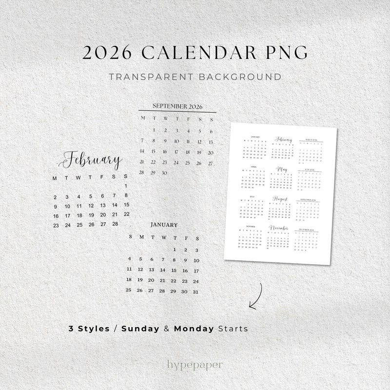 2026 Transparent Calendar - Etsy