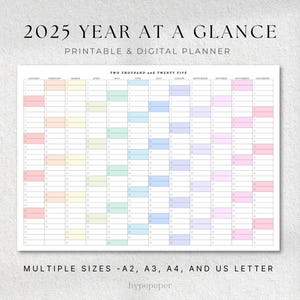 2025 Wandkalender 2025 Regenbogen, Jahresplaner 2025 auf einen Blick, Poster Jahresplaner 2025, Jahresplaner 2025
