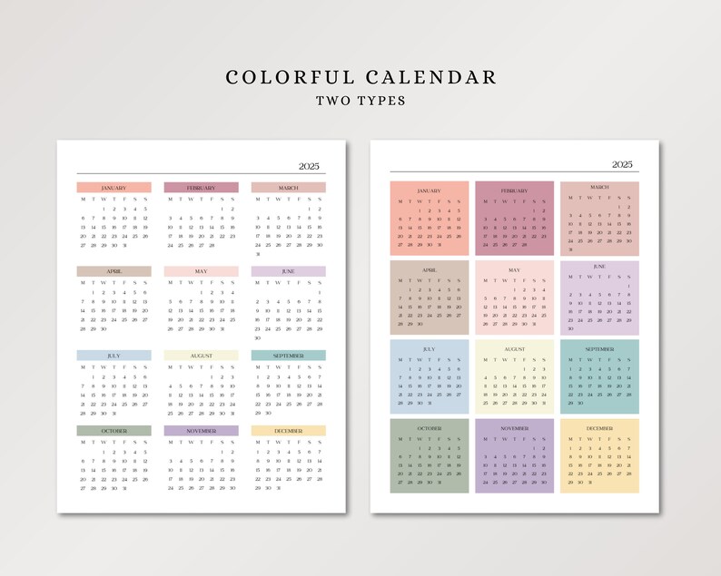 Year at a Glance Calendar 2025, A4 Letter A5, Portrait Yearly Calendar ...