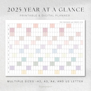 2025 Jahr auf einen Blick Planer, 2025 Jahreswandkalender Landschaft, 2025 Jahresplanung Poster, 2025 Druckbarer Jahresplaner