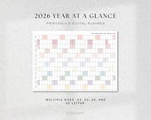 2026 Year At A Glance, 2026 Wall Planner, Landscape Calendar, Printable PDF
