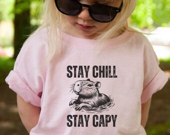 Kids Capybara Shirt, "Stay Chill Stay Capy" Tee