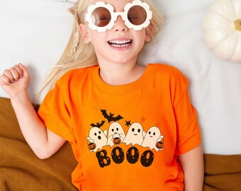 Kids Halloween Ghost T-Shirt: Spooky Boo Crewneck Tee