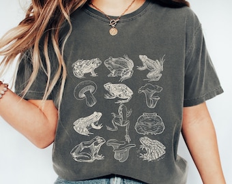 Frog and Mushroom T-Shirt, Goblincore Cottagecore Tee