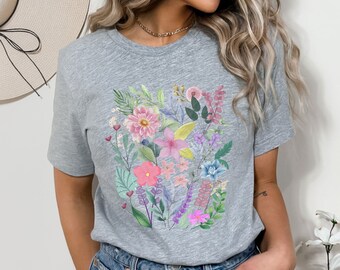 Floral T-shirt, Wildflower Graphic Tee, Women's Gift