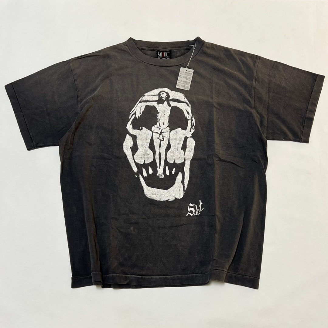 Saint Mxxxxxx Saint Michael Jesus Skull Tee Vintage Black Sold - Etsy