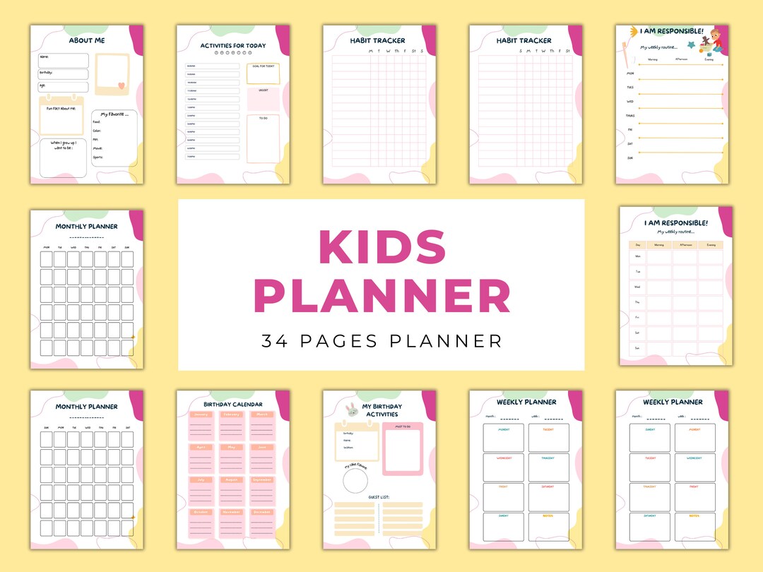 Kids Planner, for Kids, Kids Chore Chart, Homeschool Planner, Academic ...