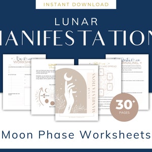 Lunar Manifestations Moon Phase Journal Pack | Moon Manifesting | Moon Journal | Moon Ritual | Moon Cycle Worksheets | PDF Instant Download